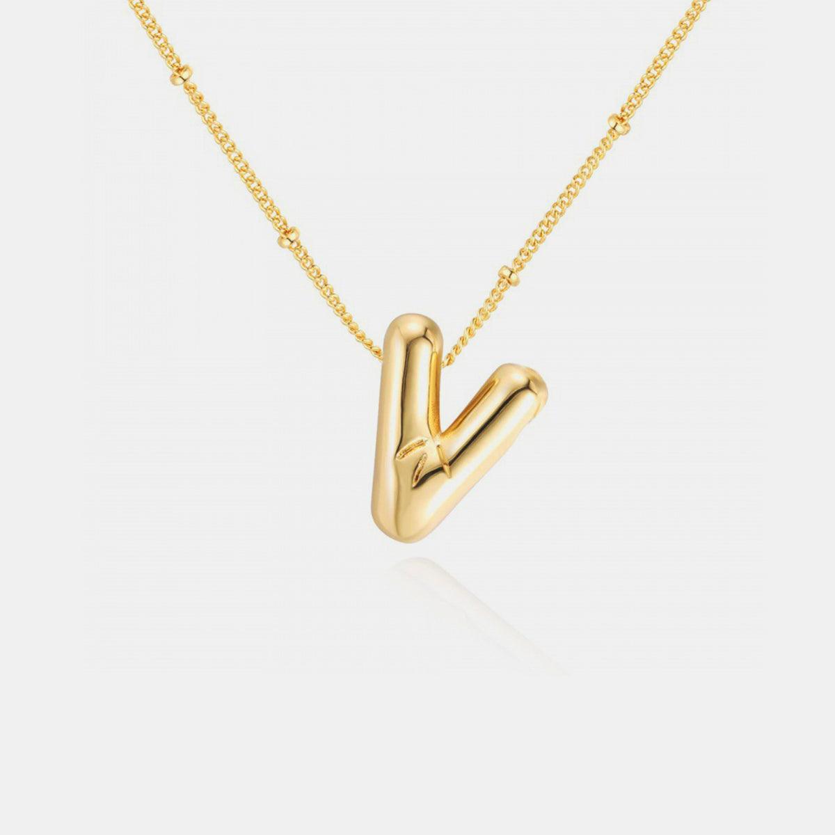 Gold-Plated Bubble Initial Necklace Style V One Size