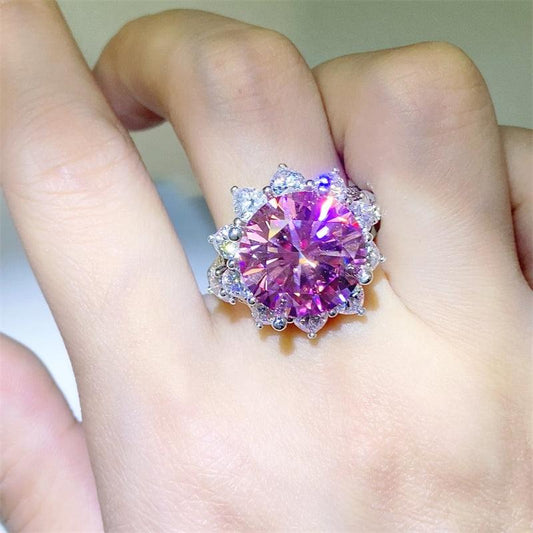 10 Carat Moissanite Zircon 925 Sterling Silver Ring Silver