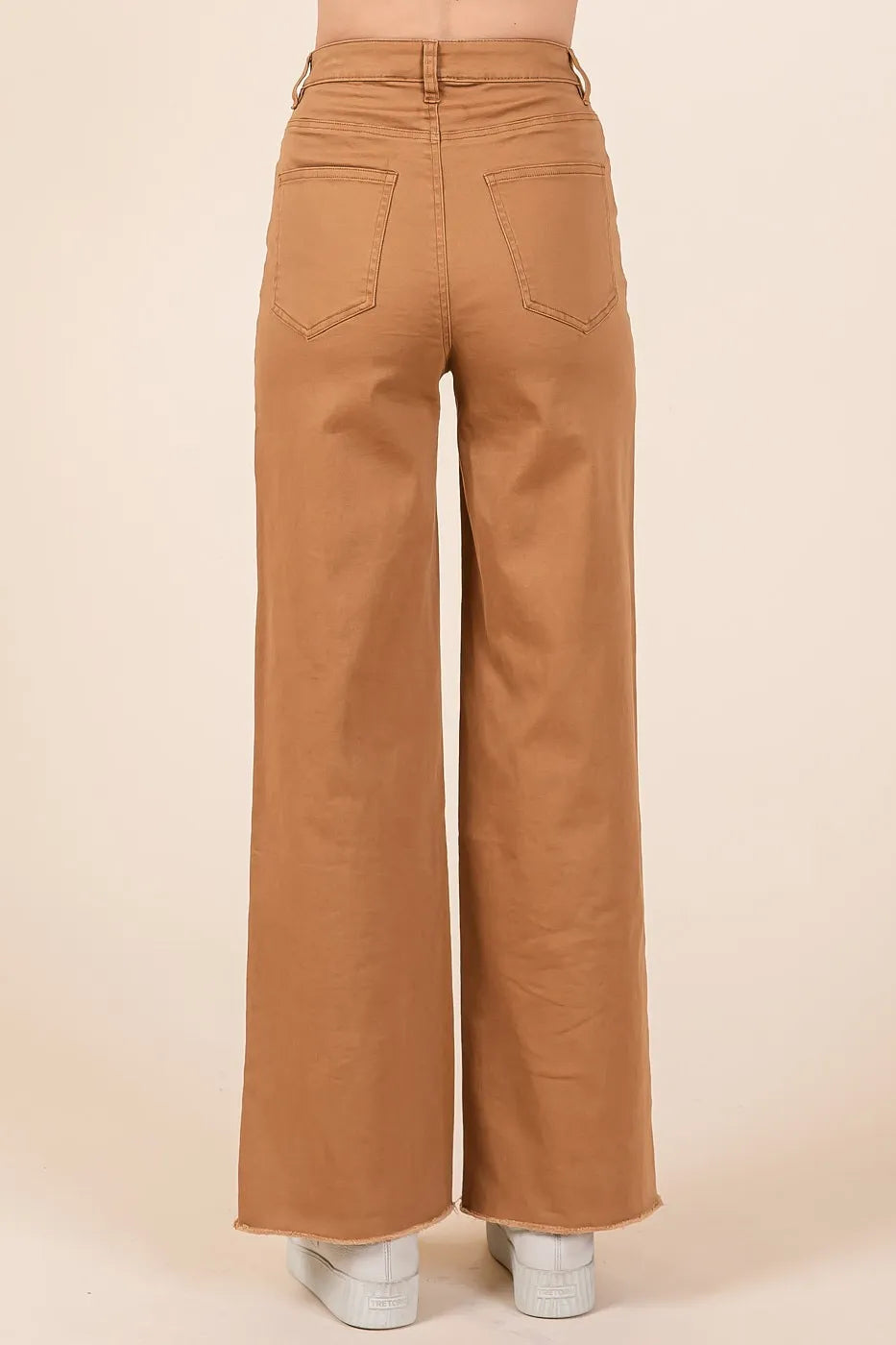 Mittoshop Twill High Waisted Button Fly Wide Leg Pants