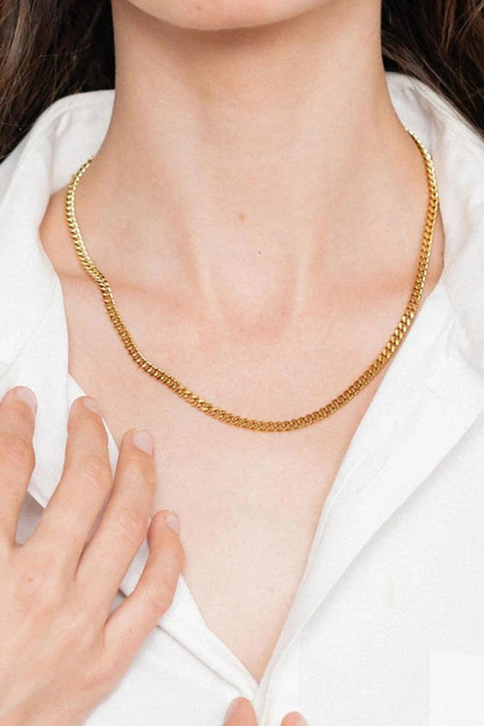 18K Gold Plated Curb Chain Necklace Gold One Size