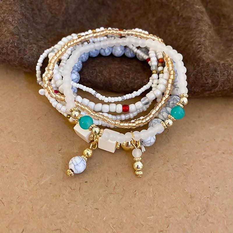 Resin Rice Bead Bracelet White One Size