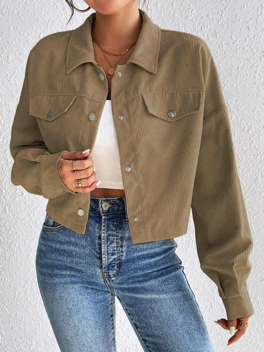 Honey Snap Down Long Sleeve Jacket Taupe