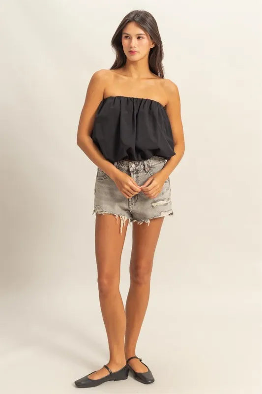 HYFVE Trendy Strapless Bubble Top BLACK
