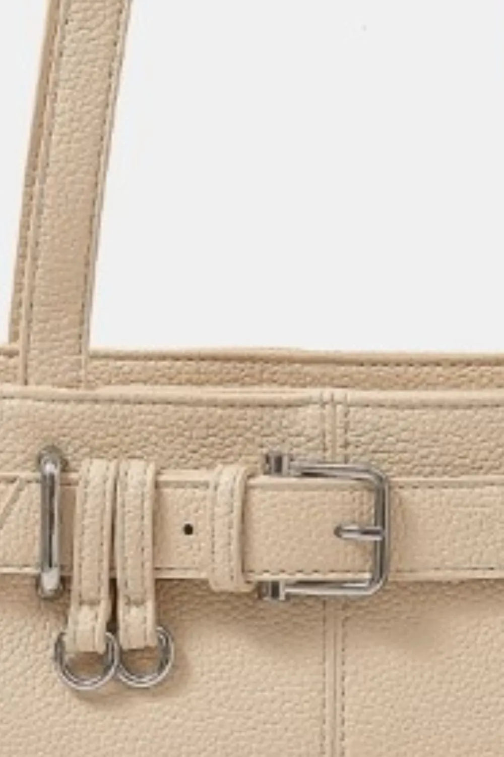 Fame Belt Strap Textured Faux Leather Shoulder Bag
