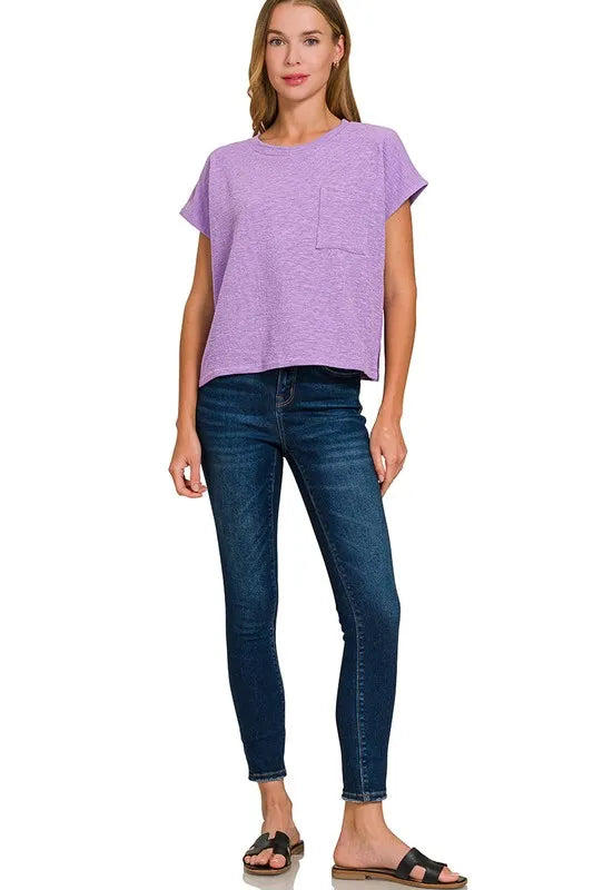 Zenana Round Neck Short Sleeve T-Shirt LAVENDER