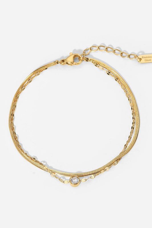 Icing on the Cake Rhinestone Double-Layered Bracelet Gold One Size