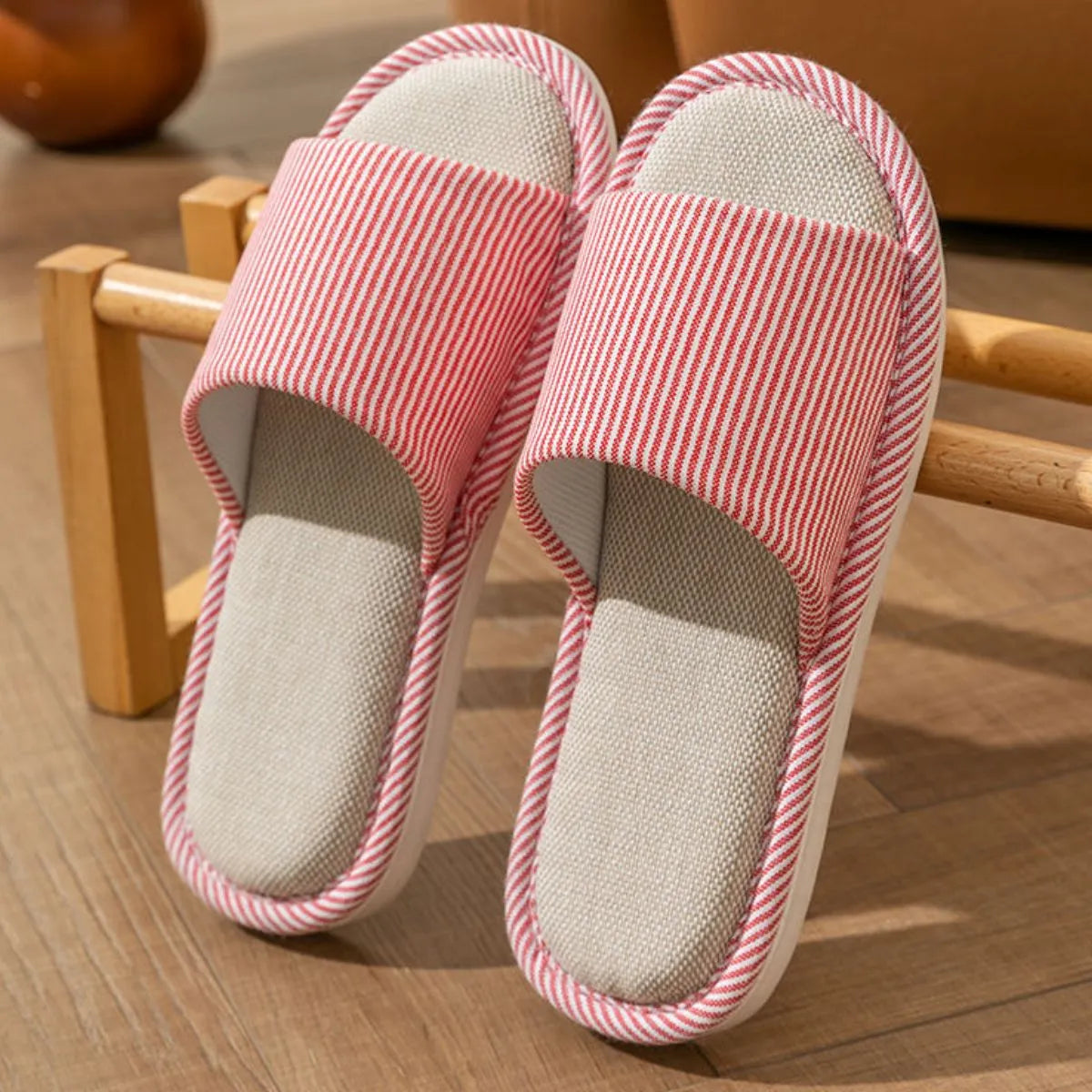 Open Toe Flats Slippers Pink
