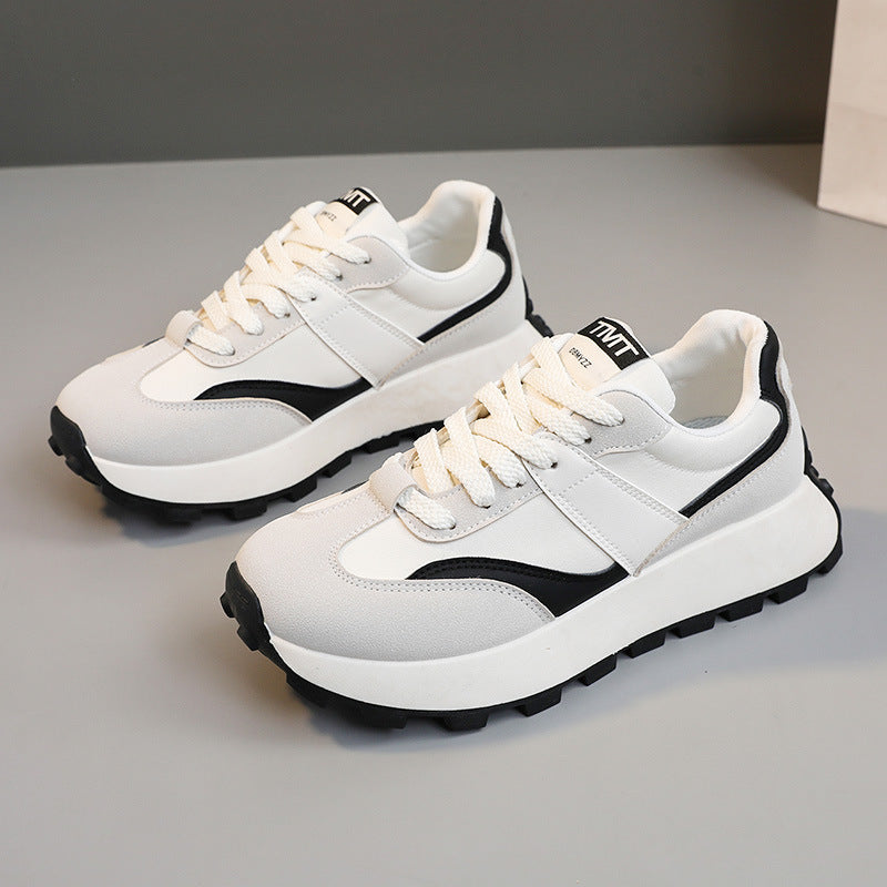 Contrast Round Toe Platform Athletic White