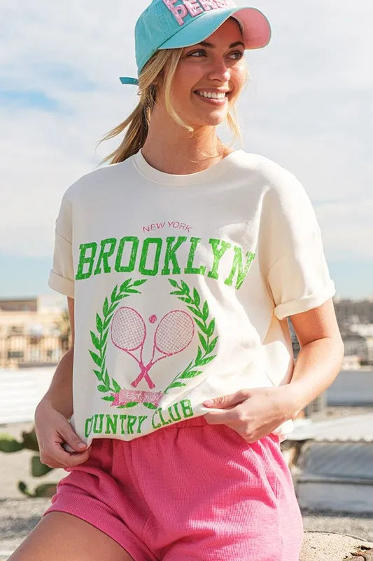 Lime 'N' Chili Brooklyn Graphic Round Neck Short Sleeve Top