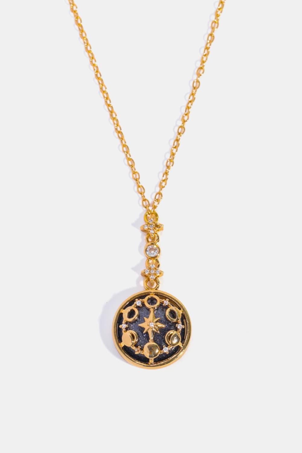 Vintage Blue Sandstone Pendant Copper Necklace Gold One Size