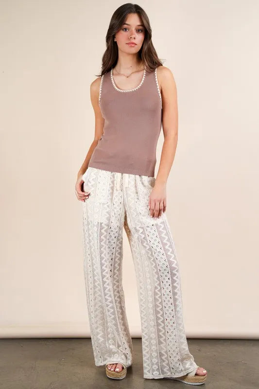 VERY J Blanket Style Sleeveless Knit Tank
