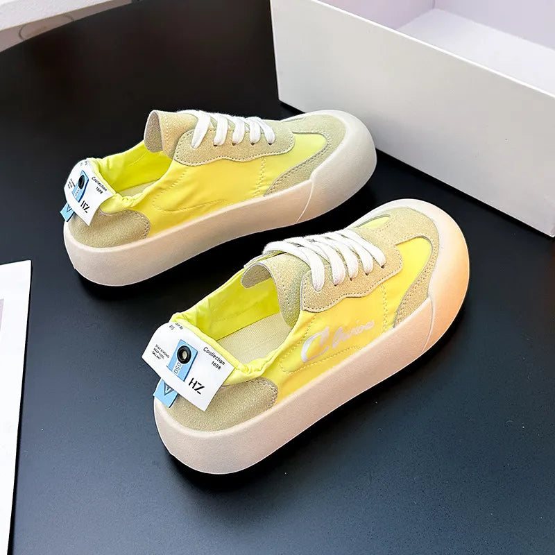 Lace Up Platform Sneakers Yellow