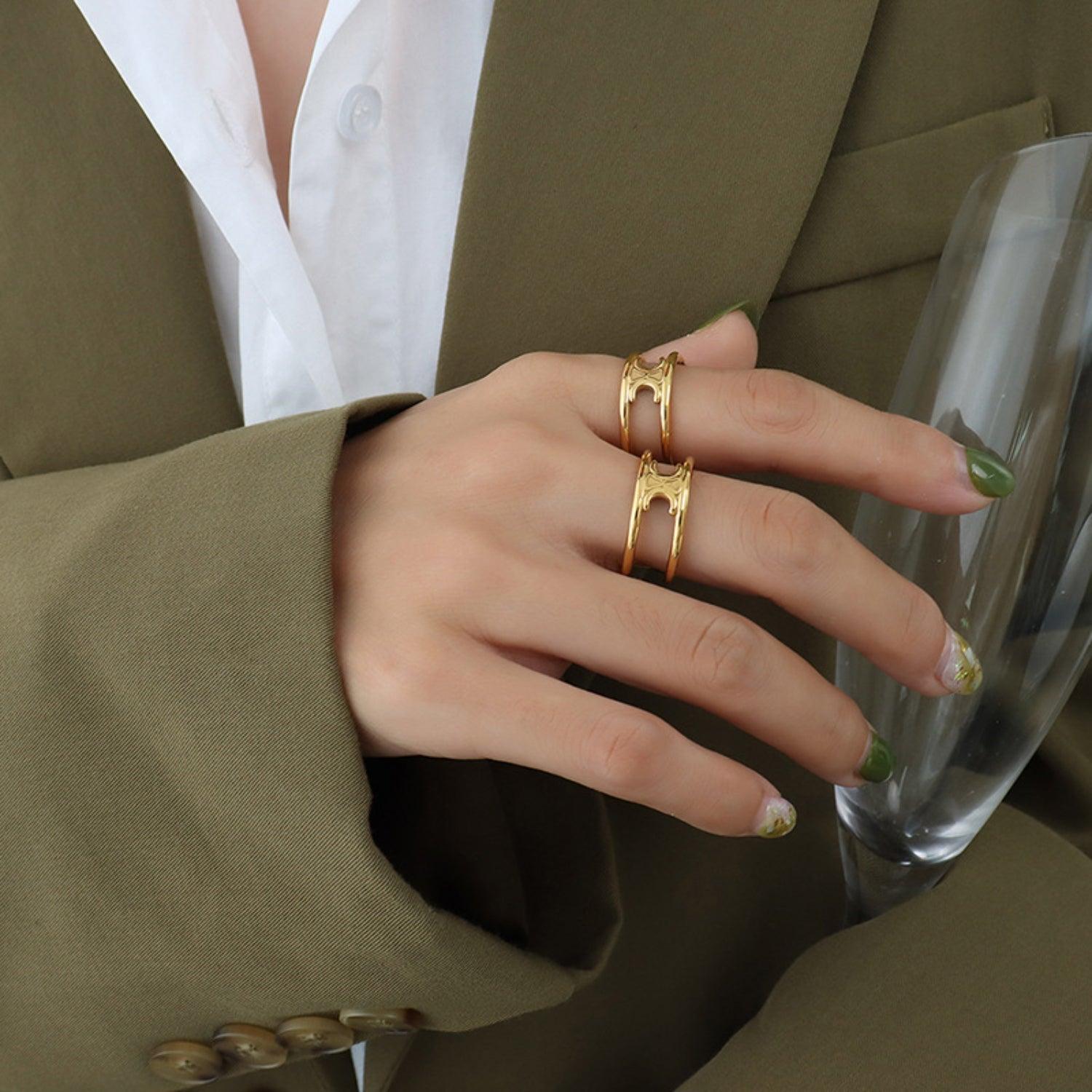 Titanium Steel Double-Layered Ring Gold 7