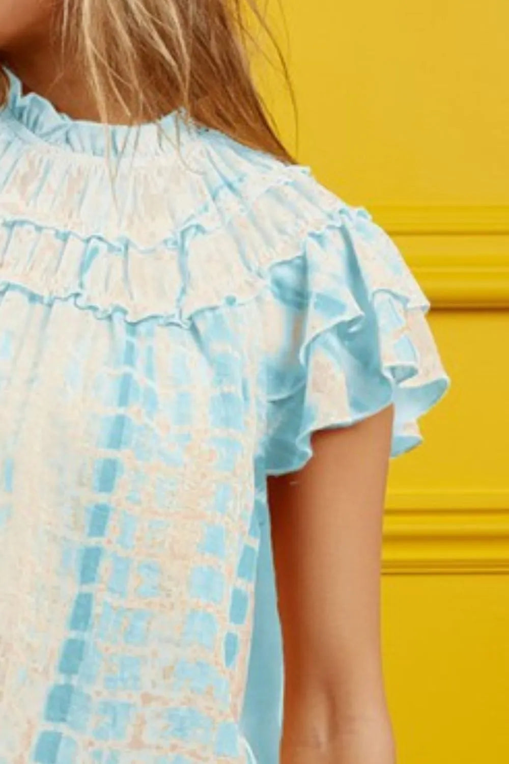 BiBi Tiered Ruffle Neck Tie Dye Top