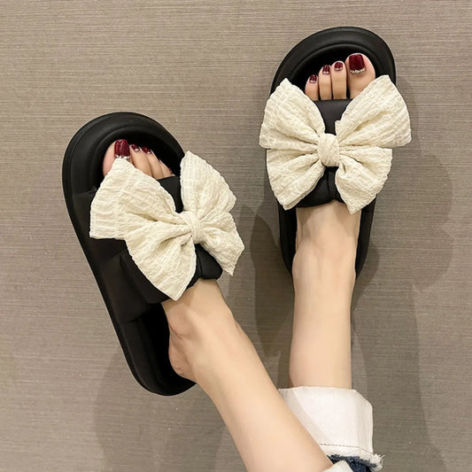 Open Toe Flats Slippers Black