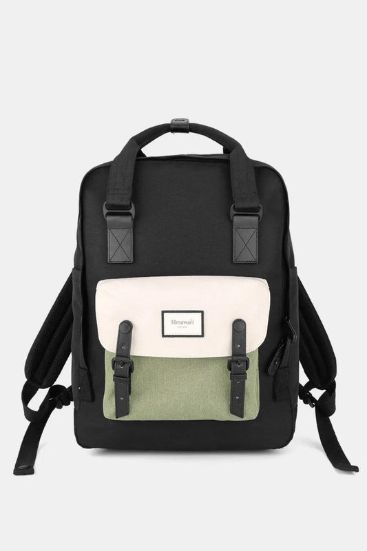 Himawari Waterproof Canvas Backpack Bag with Handles Black White One Size