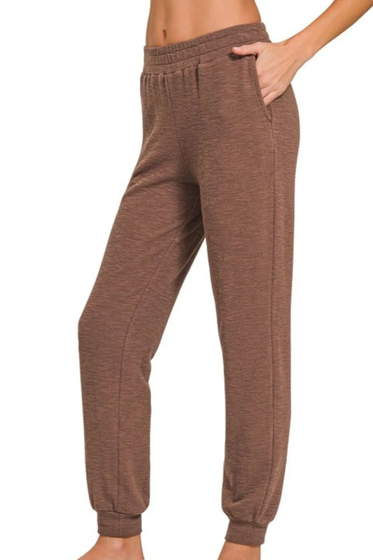 Zenana Cotton Slub Jogger Pants