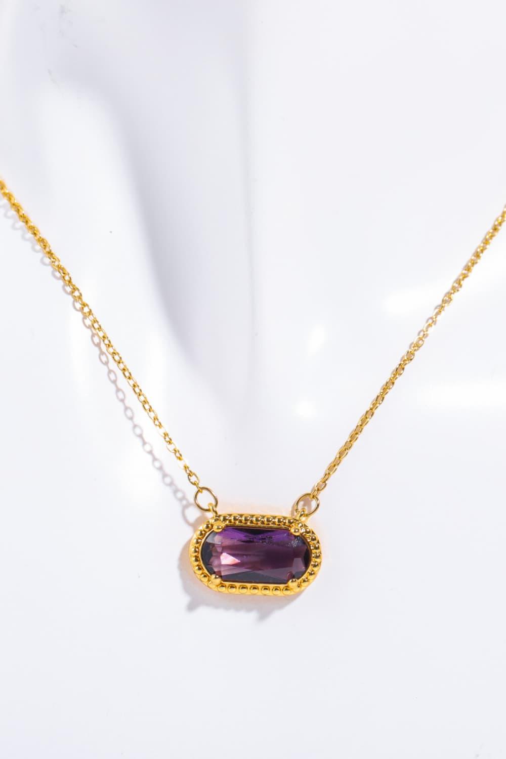 Copper 14K Gold-Plated Pendant Necklace Violet One Size