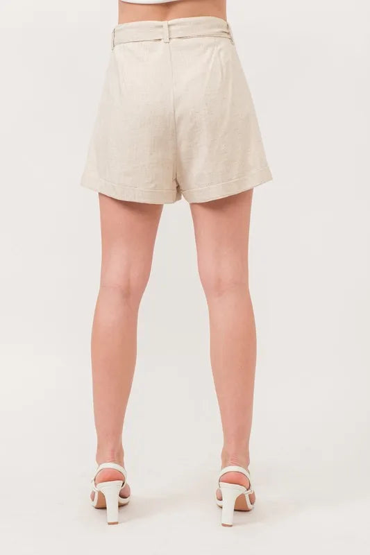 And The Why Linen Blend Flowy Shorts