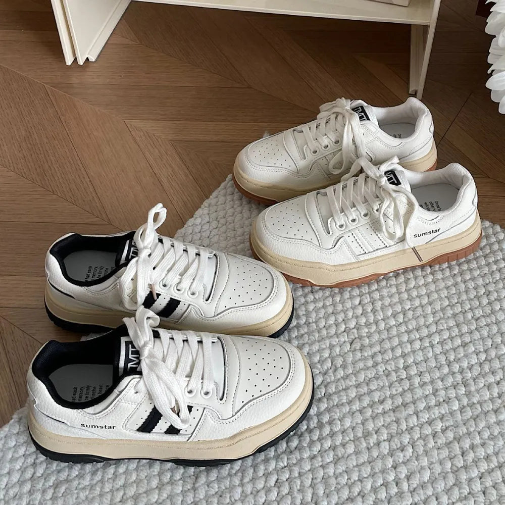 Lace Up Round Toe Platform Sneakers