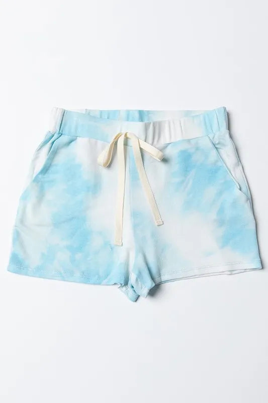 BiBi Tie Dye French Terry Casual Shorts with Twill Tape