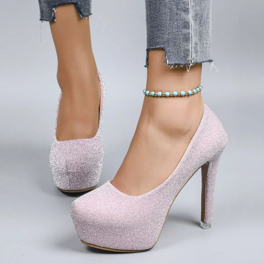 Round Toe Stiletto Pumps Blush Pink