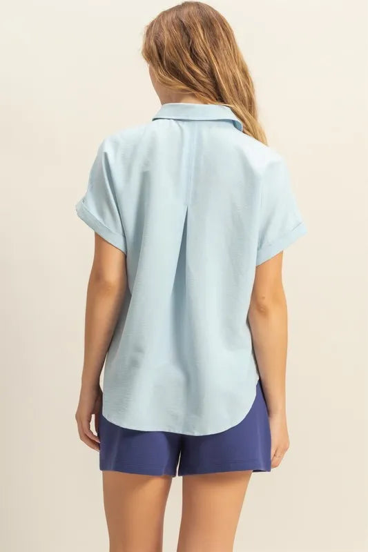 HYFVE Button Down Collared Neck Short Sleeve Shirt