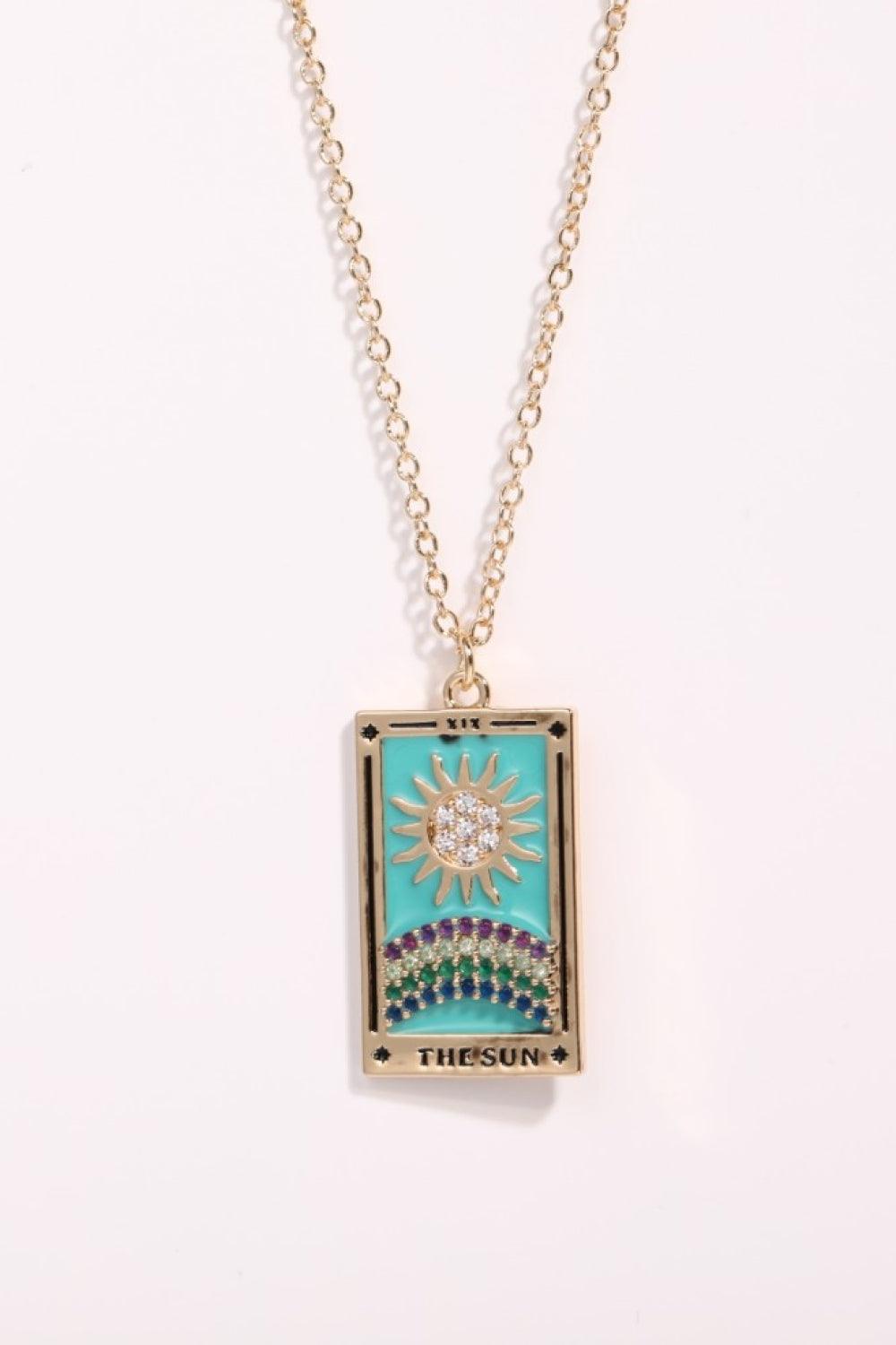 Tarot Card Pendant Stainless Steel Necklace Sun One Size