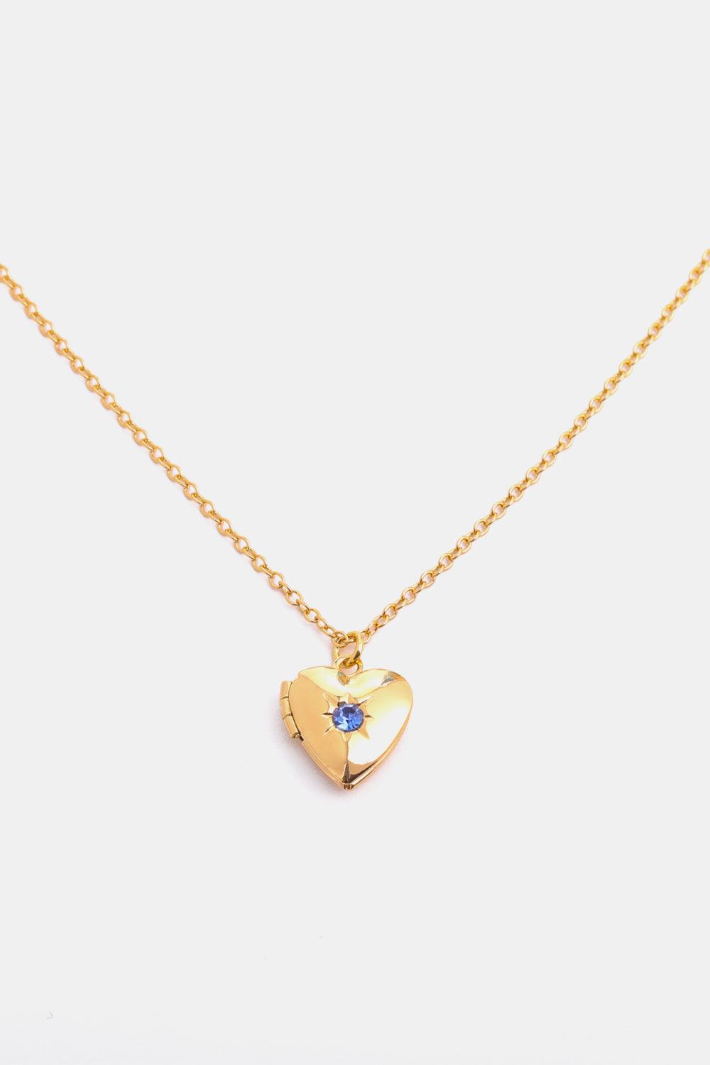 Zircon Heart Shape 14K Gold-Plated Pendant Necklace March One Size