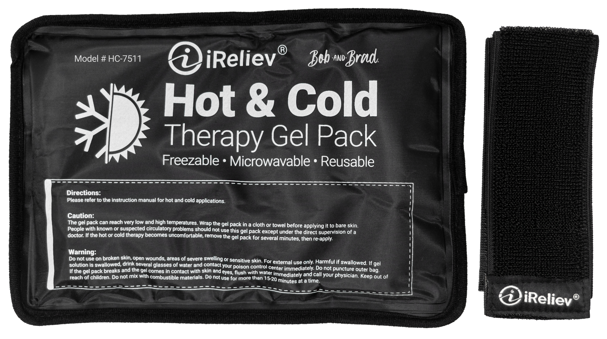 Premium Reusable Hot and Cold Therapy Gel Pack with Securement Straps Medium 7.5" x 11"