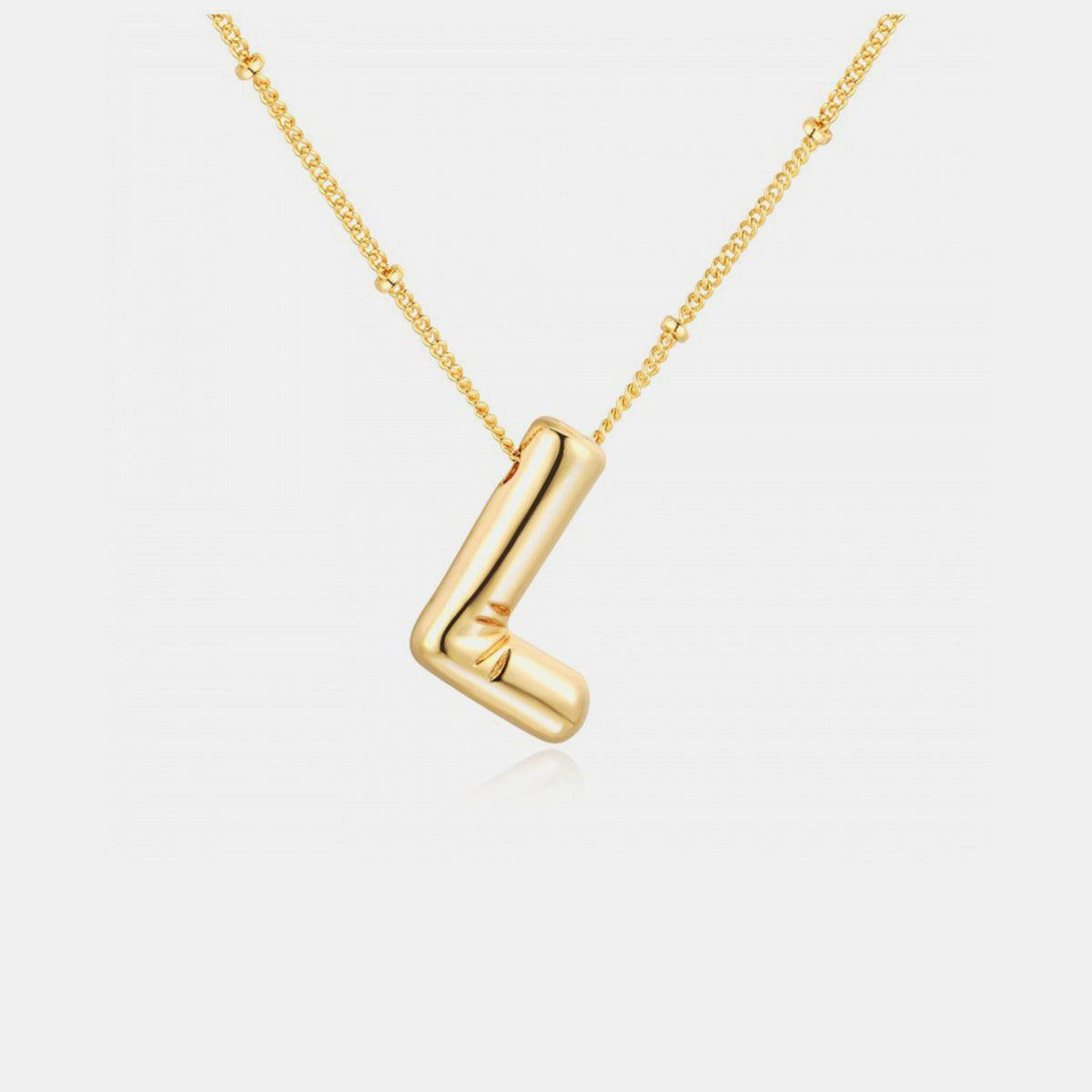 Gold-Plated Bubble Initial Necklace Style L One Size