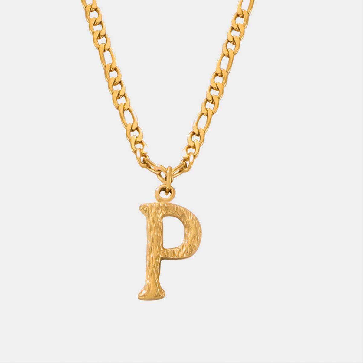 Titanium Steel Letter Pendant Necklace Style P One Size