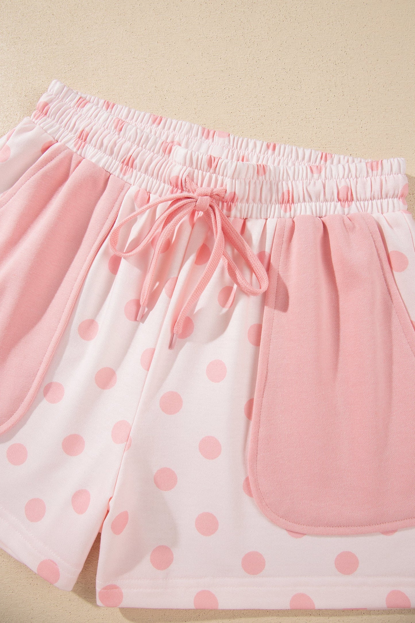 Polka Dot Polo Pullover & Elastic Waist Shorts Set
