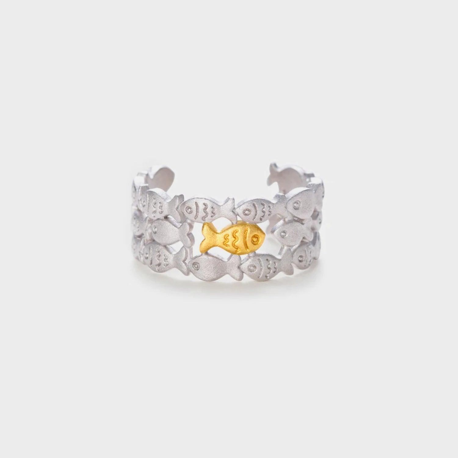 925 Sterling Silver Fish Open Ring Style A 7