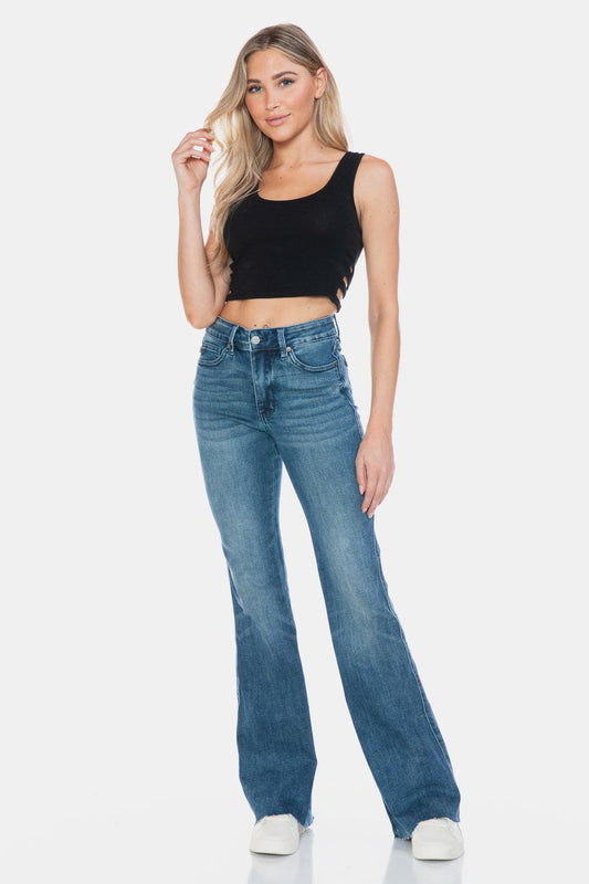 Judy Blue Full Size Tummy Control Cut Hem Flare Jeans Medium
