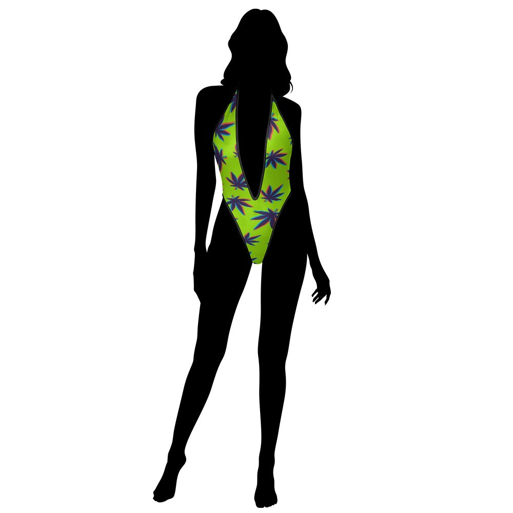 Sexy Swimsuit Women's Extreme One-Piece Mesh Revealing Swimwear Deep V Cleavage Thong Bottom Booty Quick Dry Tie-On Bathing Suit