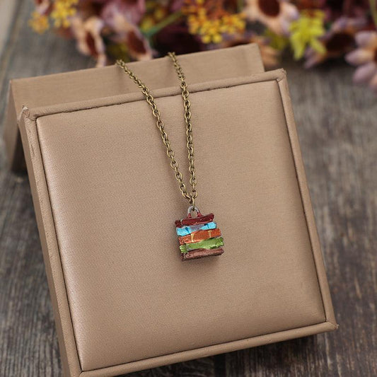 Alloy Books Pendant Necklace Multicolor One Size