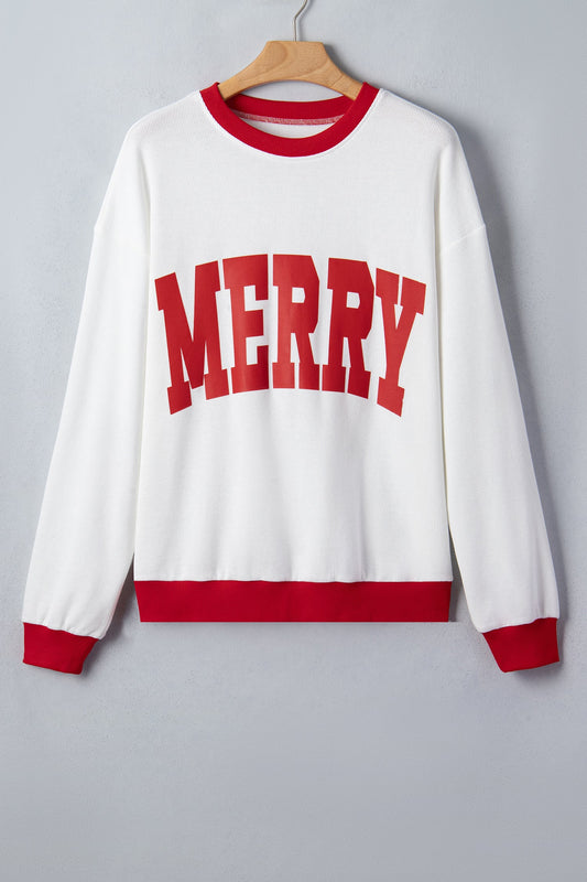 Merry Colorblock Waffle Knit Christmas Sweatshirt