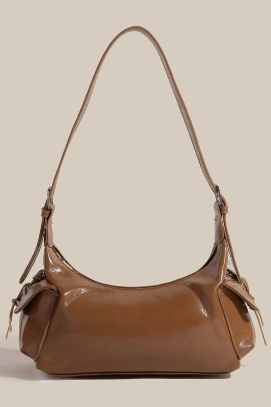 Fame Braided Accent Double Pocket Shoulder Bag BR One Size