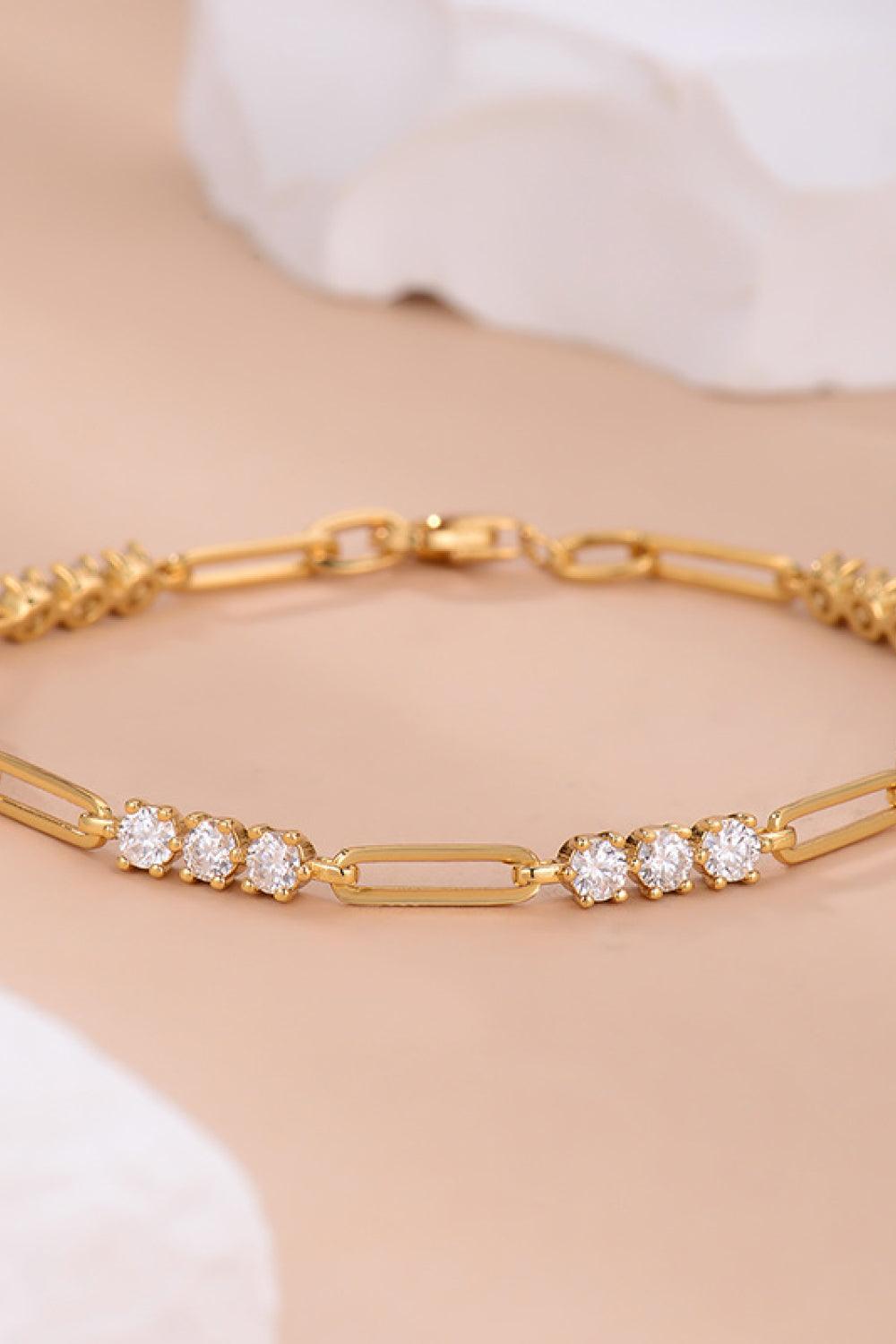 1.8 Carat Moissanite 925 Sterling Silver Bracelet Gold One Size