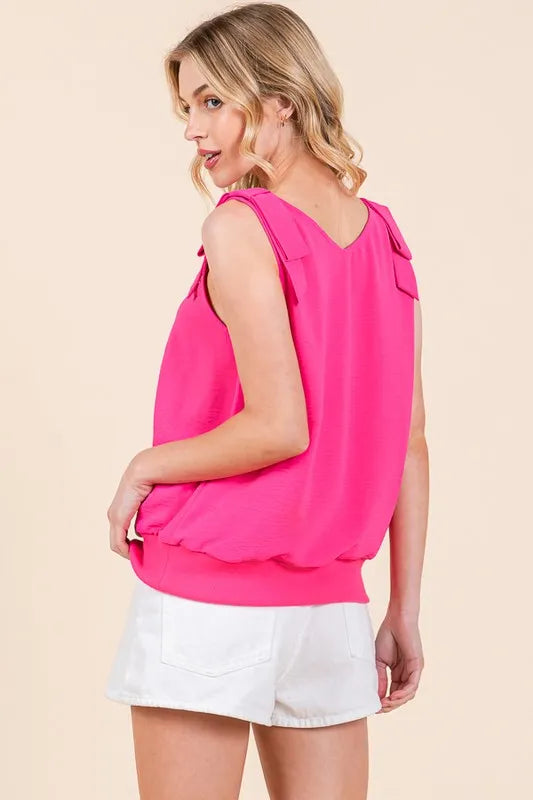 Lime 'N' Chili V-Neck Ribbon Detail Top