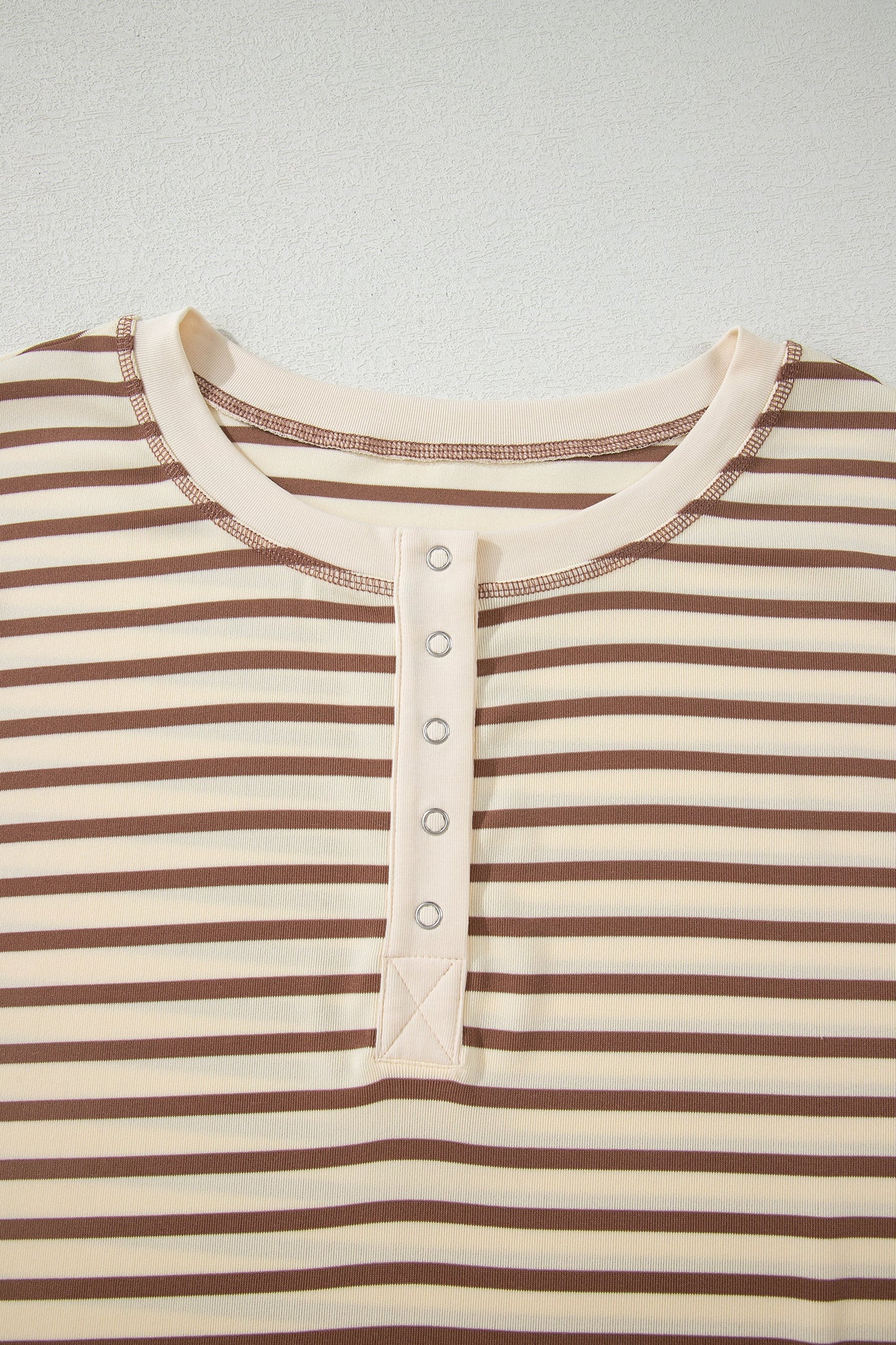 Stripe Cap Sleeve Henley Top & Shorts Set