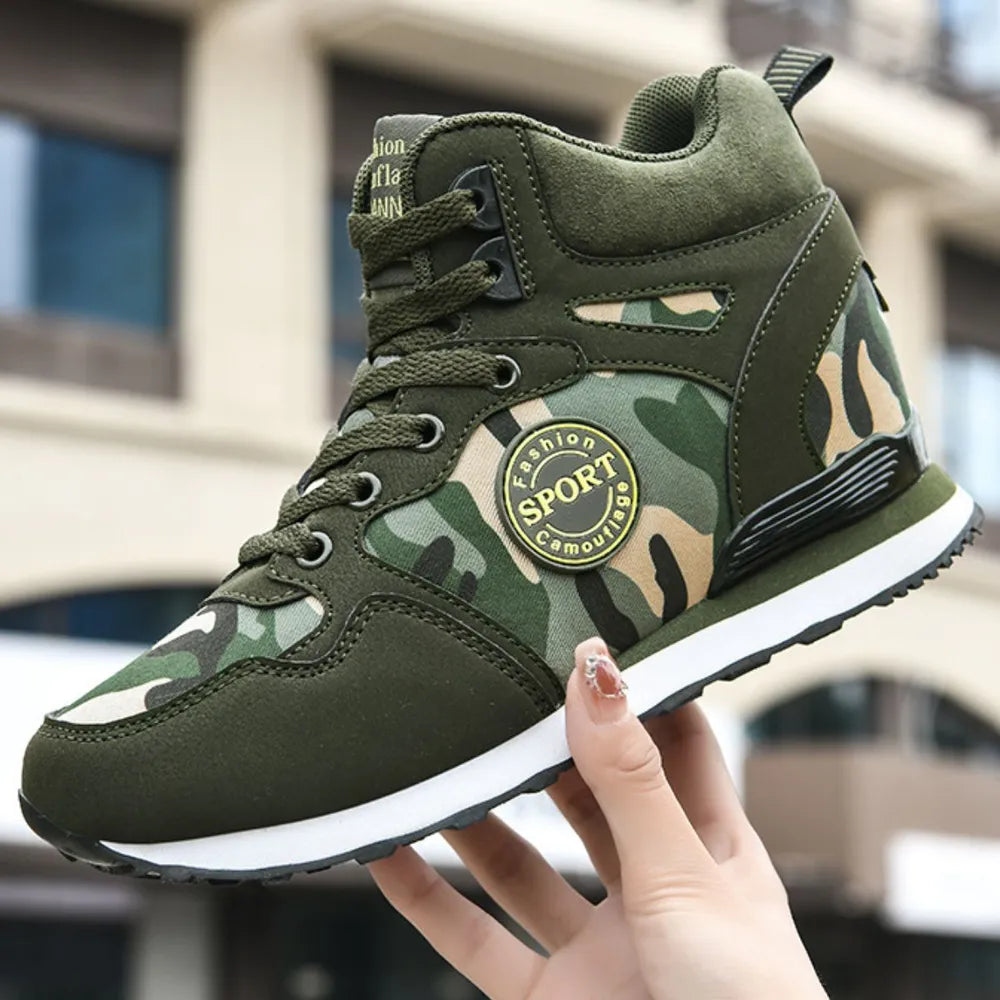 Round Toe Flats Sneakers Green Camouflage