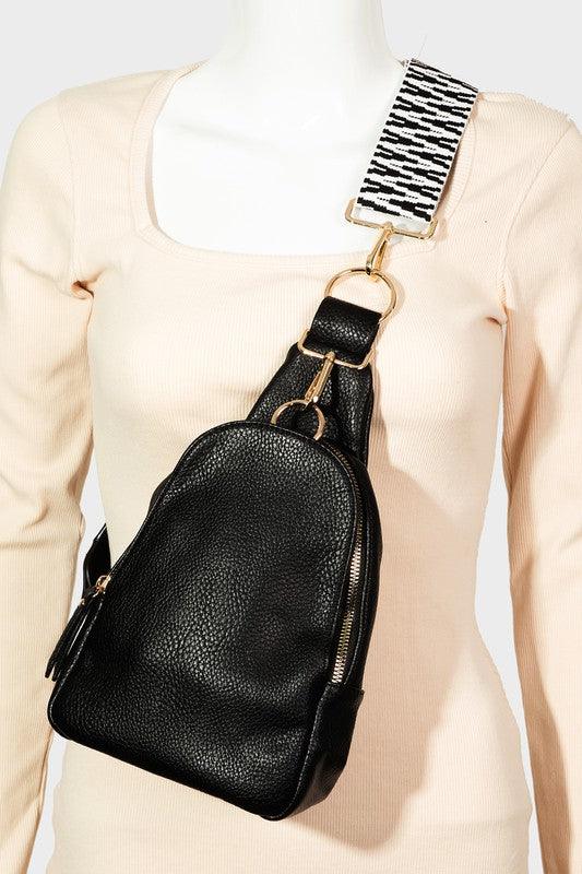 Fame Single Strap Faux Leather Sing Bag Black One Size