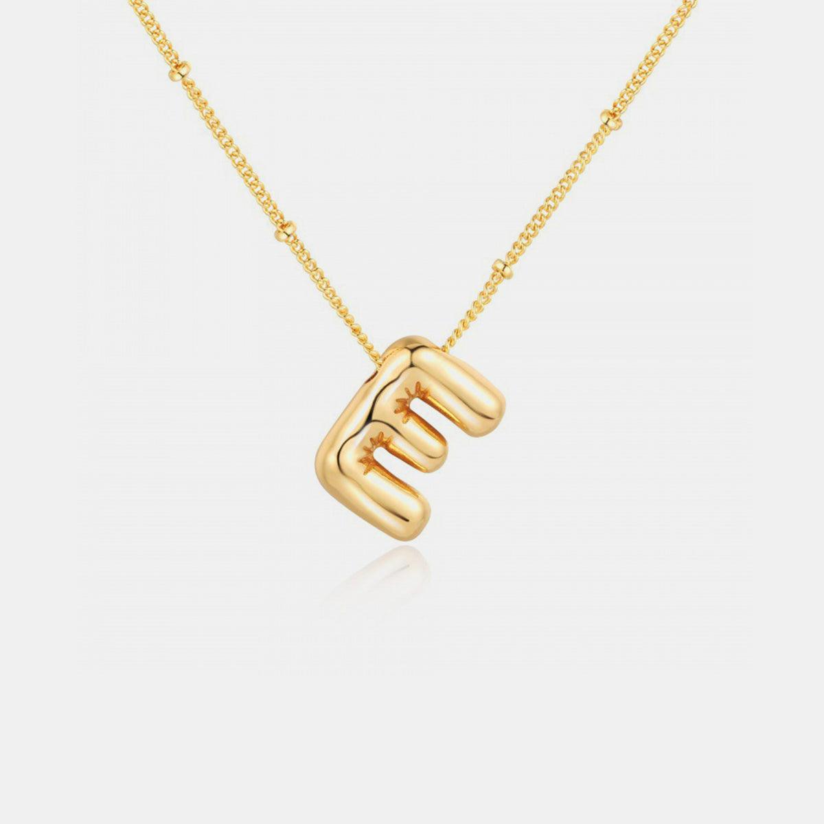 Gold-Plated Bubble Initial Necklace Style E One Size