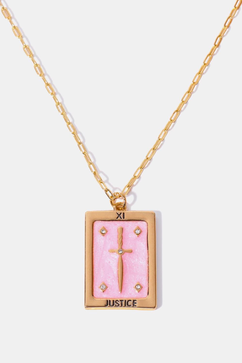 Tarot Card Pendant Copper Necklace Blush Pink One Size