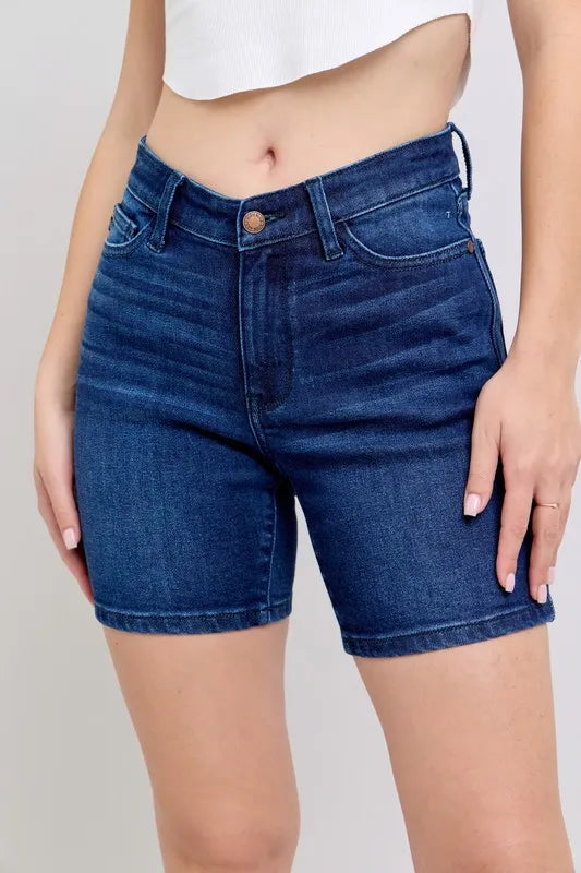 Judy Blue Full Size High Waist V-Front Bermuda Plus Size DK