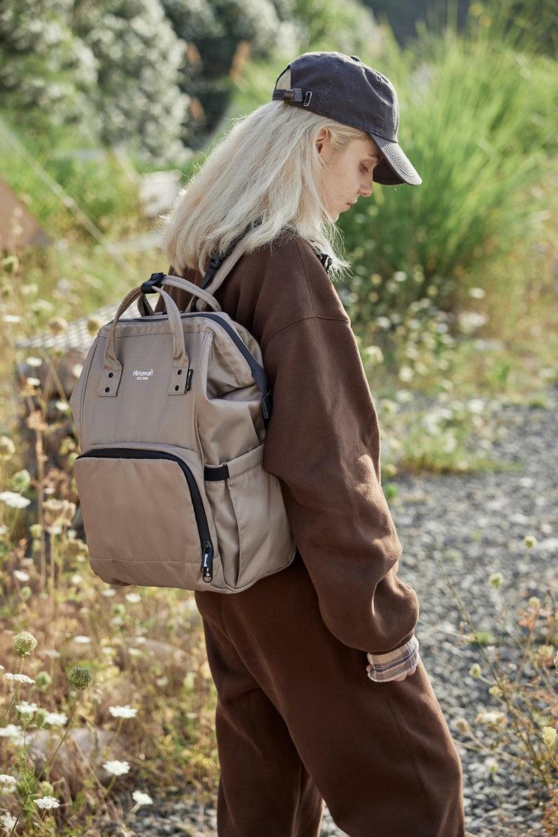 Himawari Waterproof and Anti-Theft Nylon Backpack Bag Khaki One Size