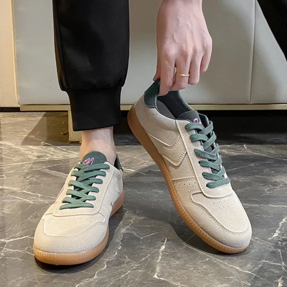 Round Toe Lace Up Sneakers Beige