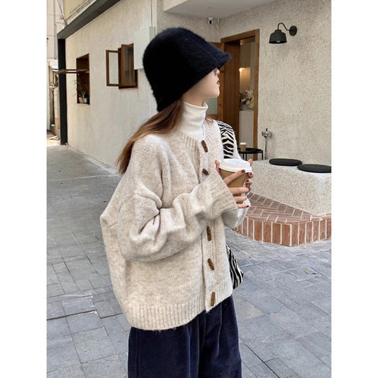 Idle Style Knitted Cardigan Outerwear Top